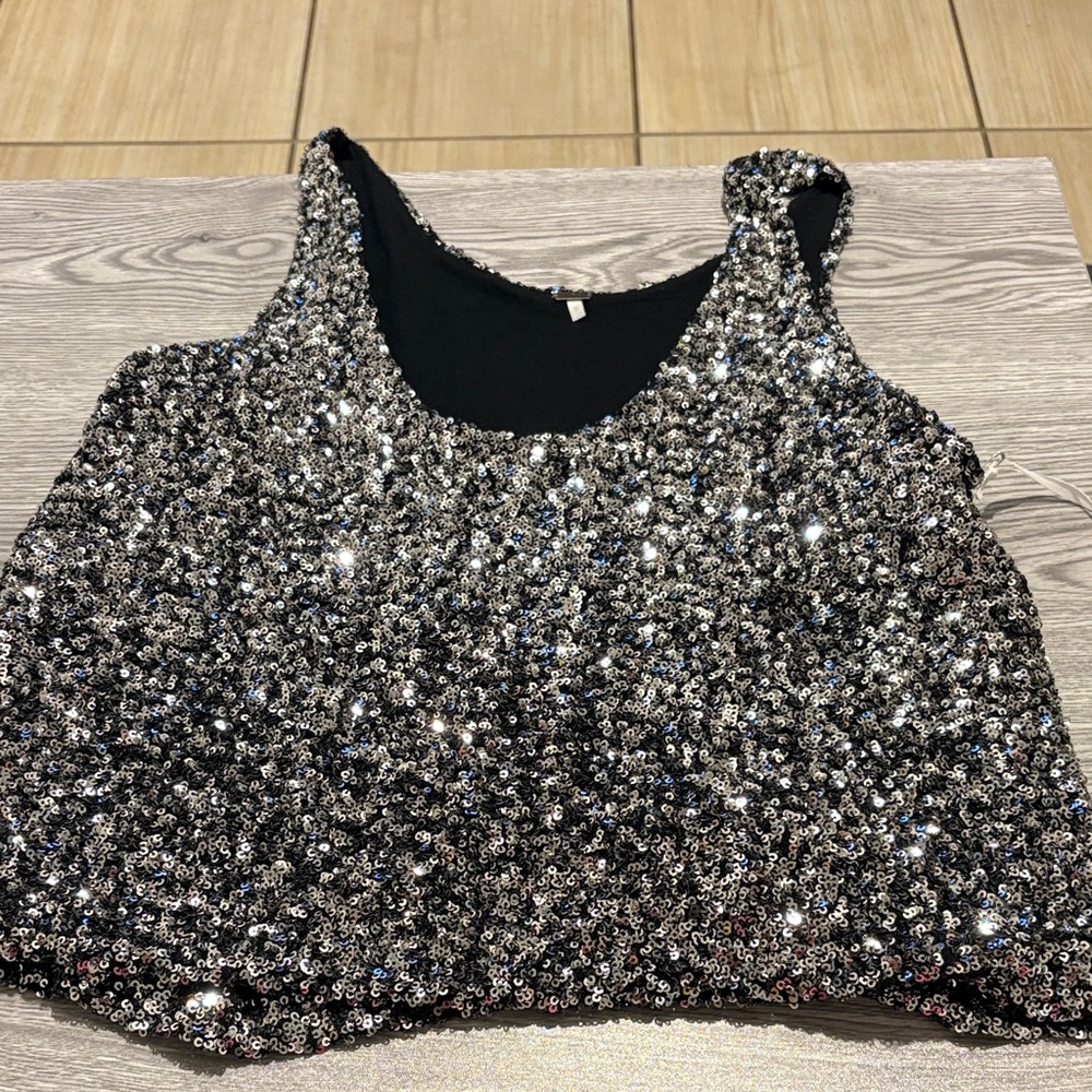 NWT YF$B Sequin Embellished Women's Top - Silver